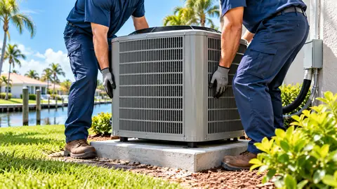 A new outdoor AC unit at a Florida home